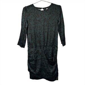 NWT - BA&SH Minela Dress - 3/4 sleeve -‎ size 0 - green paisley - keyhole cutout